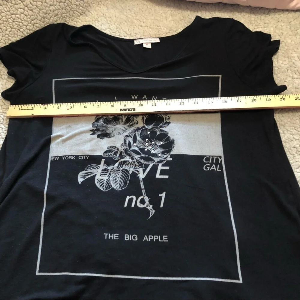 Dress Barn T-shirt Black with Rhinestones Size M - Picture 6 of 9